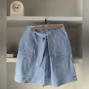 Tommy Hilfiger Blue and White Striped Skirt with Tie Waist